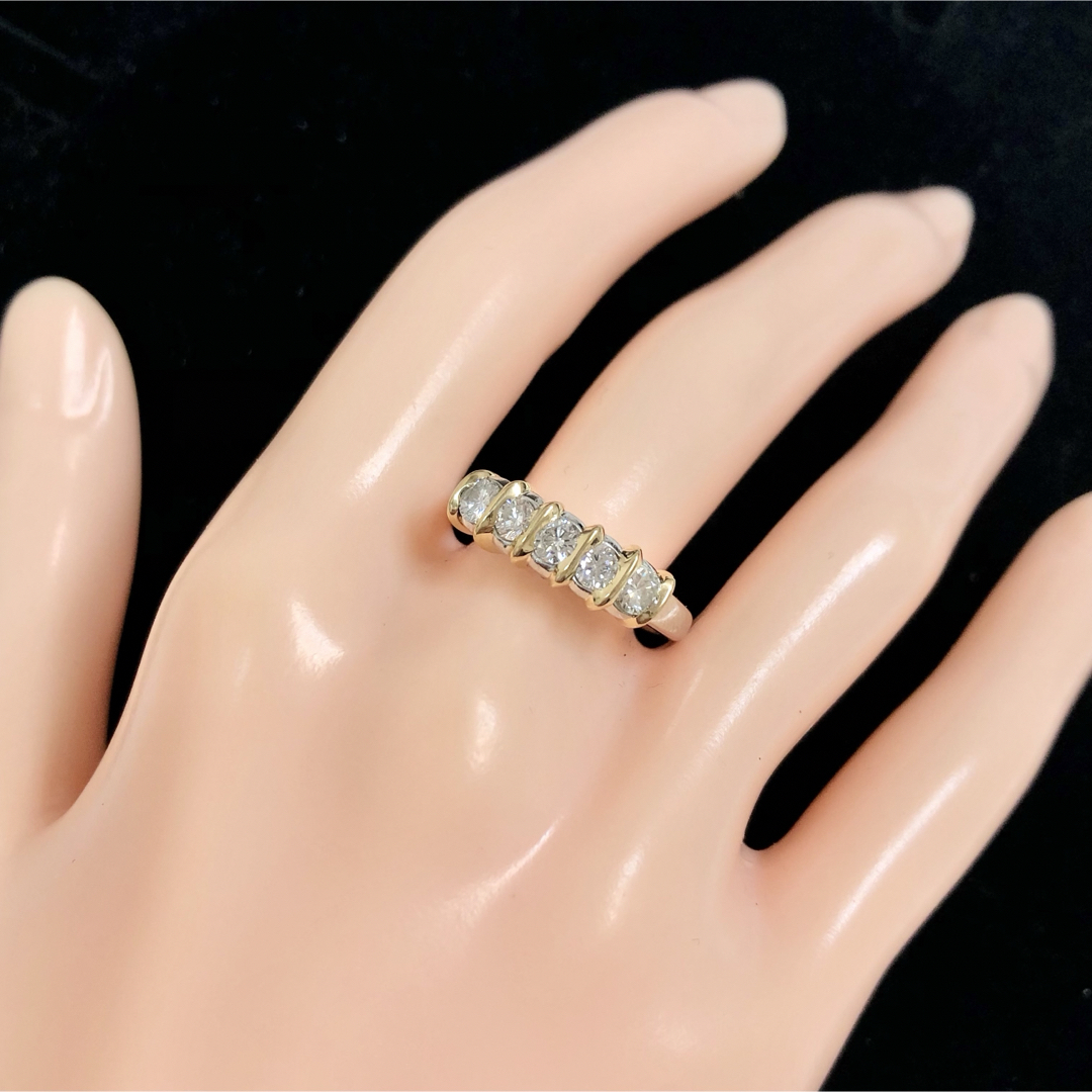 ダイヤモンド 0.56ct Pt900 K18 コンビ ダイヤ リング 指輪の ダイヤモンド 0.56ct Pt900 K18 コンビ ダイヤ リング 指輪の