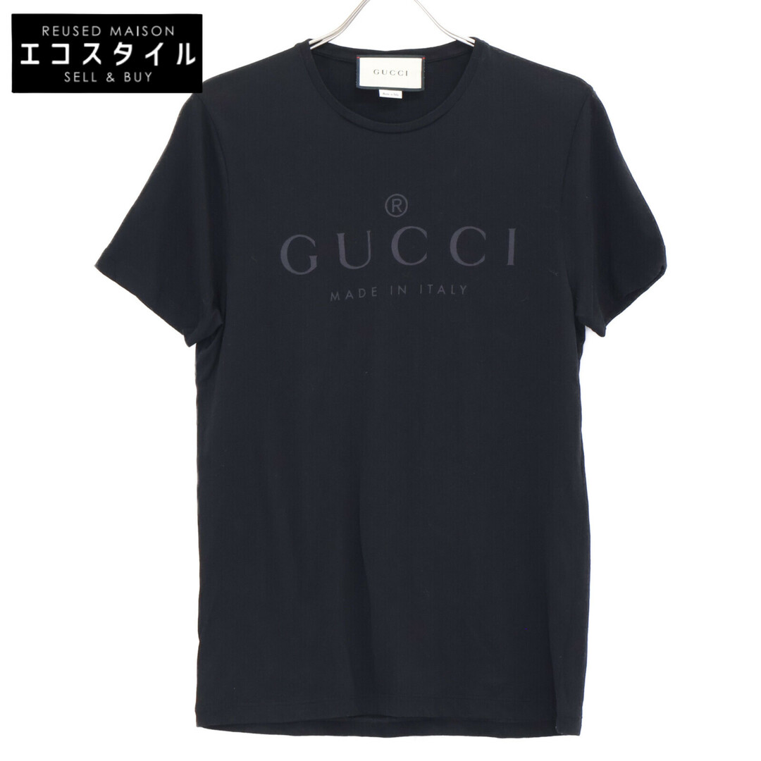 GUCCI - グッチ ブラック トーナルロゴ クルーネック Tシャツ S GUCCI - グッチ ブラック トーナルロゴ クルーネック Tシャツ S