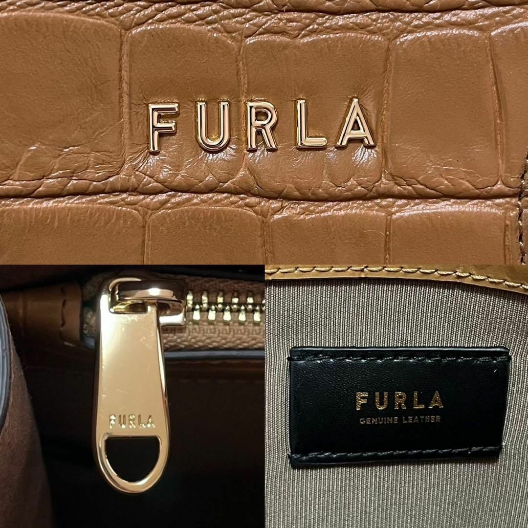FURLA - 現行近 美品 フルラ ハンドバッグ 手さげ クロコ型押し FURLA - 現行近 美品 フルラ ハンドバッグ 手さげ クロコ型押し