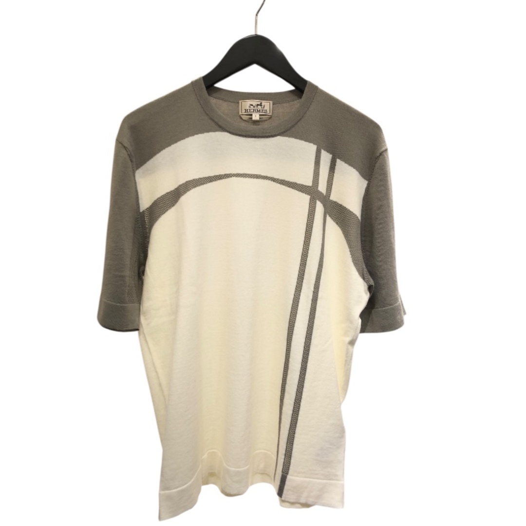 HERMES - エルメス HERMES カシミヤ混デザインニットTシャツ HERMES - エルメス HERMES カシミヤ混デザインニットTシャツ