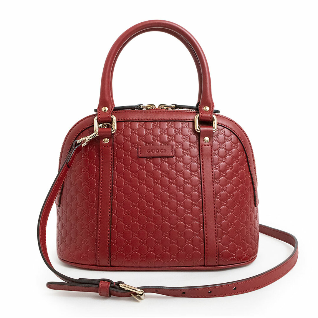 GUCCI - グッチ ミニ 2Way ショルダー ハンドバッグ 斜め掛け マイクログッチシマレザー レッド 赤 ライトゴールド金具 449654 GUCCI（新品・未使用品）