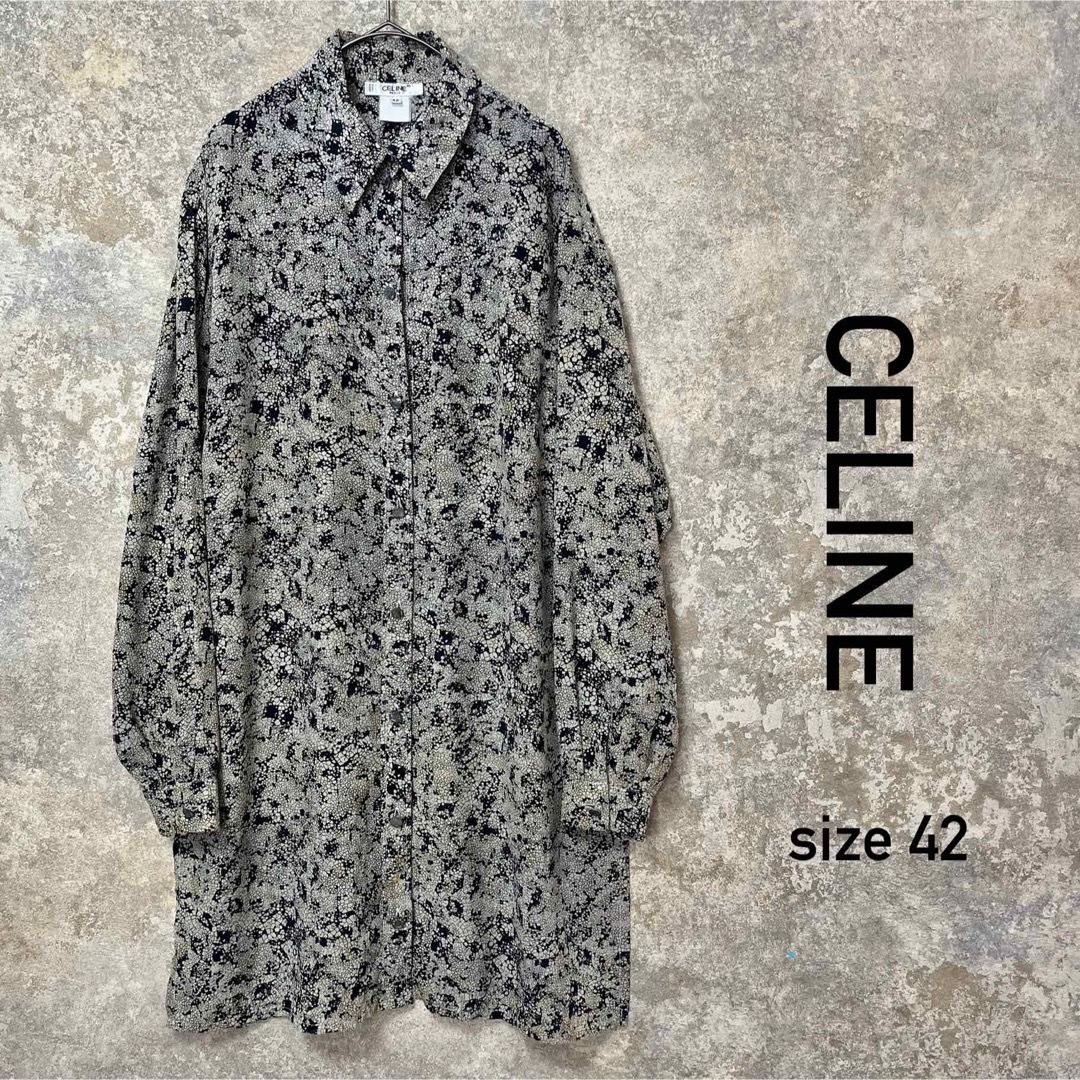 CELINE - CELINE セリーヌ シャツワンピース ロングシャツの通販 CELINE - CELINE セリーヌ シャツワンピース ロングシャツの通販