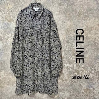 CELINE - CELINE セリーヌ カジュアルシャツ 38(S位) 白x青x黒 CELINE - CELINE セリーヌ カジュアルシャツ 38(S位) 白x青x黒