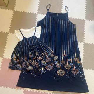 デザインティーシャツストアグラニフ(Design Tshirts Store graniph)の線香花火柄ワンピース母娘コーデ♡大人サイズフリー、子供サイズ90(ロングワンピース/マキシワンピース)
