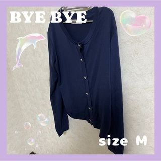バイバイ(ByeBye)のBYE BYE ネイビー カーディガン M レディース　上着　春服　夏服(カーディガン)