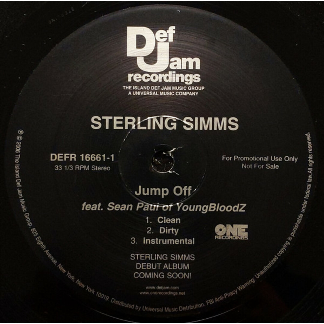 米12" Sterling Simms Jump Off DEFR166611 Def Jam Recordings /00250 エンタメ/ホビーのエンタメ その他(その他)の商品写真
