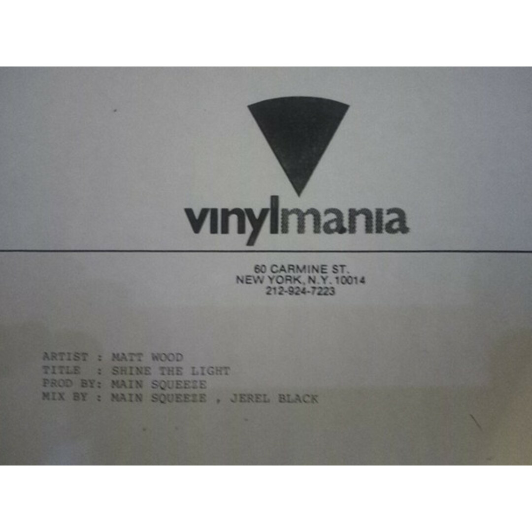 米12” Main Squeeze, Matt Wood Shine The Light VMR00595 Vinylmania /00250 エンタメ/ホビーのエンタメ その他(その他)の商品写真