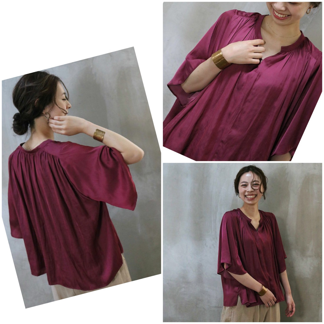Hug O War - Cloth&Cross ヴィンテージ サテンブラウス wine 雅 Hug O War - Cloth&Cross ヴィンテージ サテンブラウス wine 雅