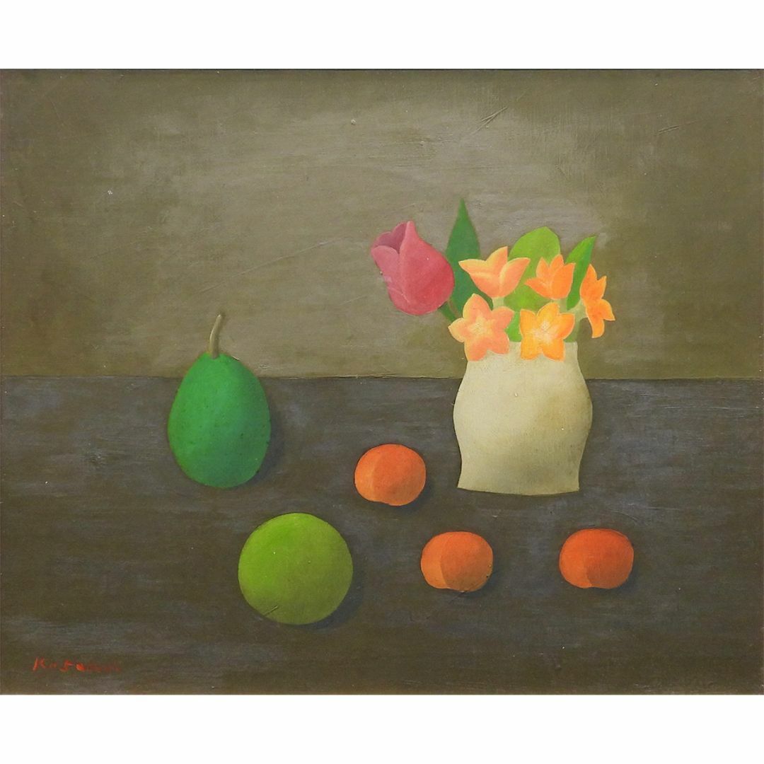ART - 小杉小二郎 春の花と果物 油彩8号 バラ 静物画 原画 油絵 ART - 小杉小二郎 春の花と果物 油彩8号 バラ 静物画 原画 油絵
