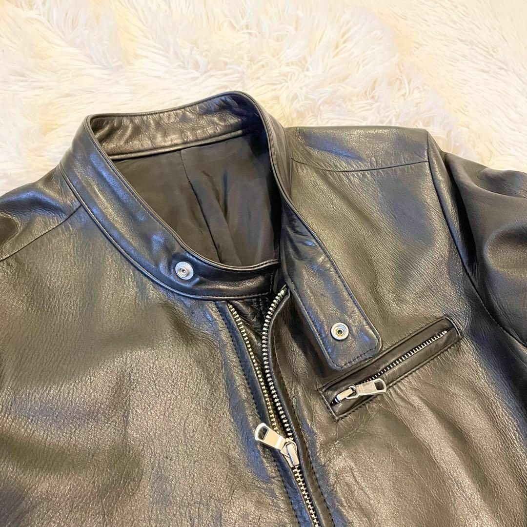 美品☆馬革 シングルライダースジャケット レザージャケット 美品☆馬革 シングルライダースジャケット レザージャケット