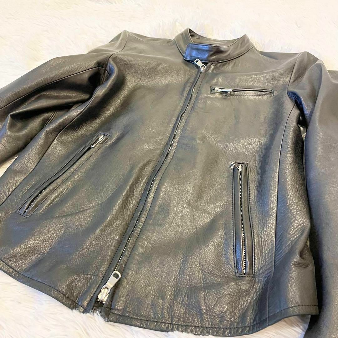 美品☆馬革 シングルライダースジャケット レザージャケット 美品☆馬革 シングルライダースジャケット レザージャケット