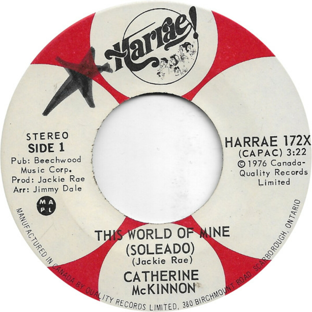 加7" Catherine McKinnon This World Of Mine (Soleado) HARRAE172X Harrae Records /00080 エンタメ/ホビーのエンタメ その他(その他)の商品写真