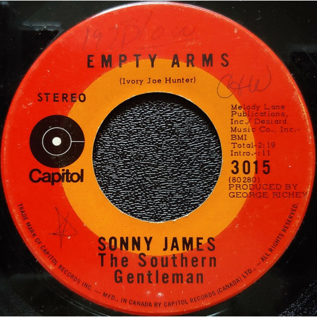 加7” Sonny James Empty Arms / Everything Begins And Ends With You 3015 Capitol Records /00080 エンタメ/ホビーのエンタメ その他(その他)の商品写真
