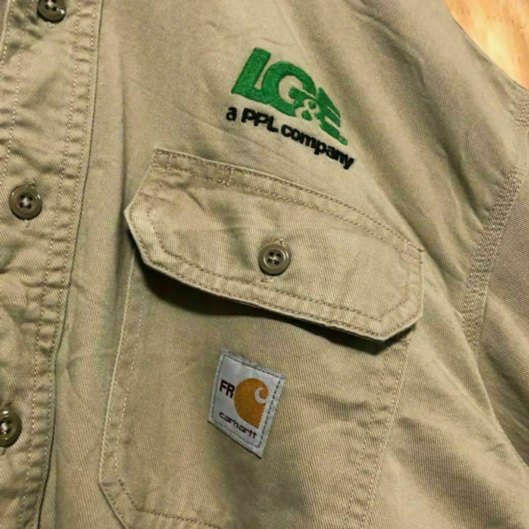 carhartt - 企業ロゴ ベージュ ワーク シャツ USA古着 90s carhartt - 企業ロゴ ベージュ ワーク シャツ USA古着 90s