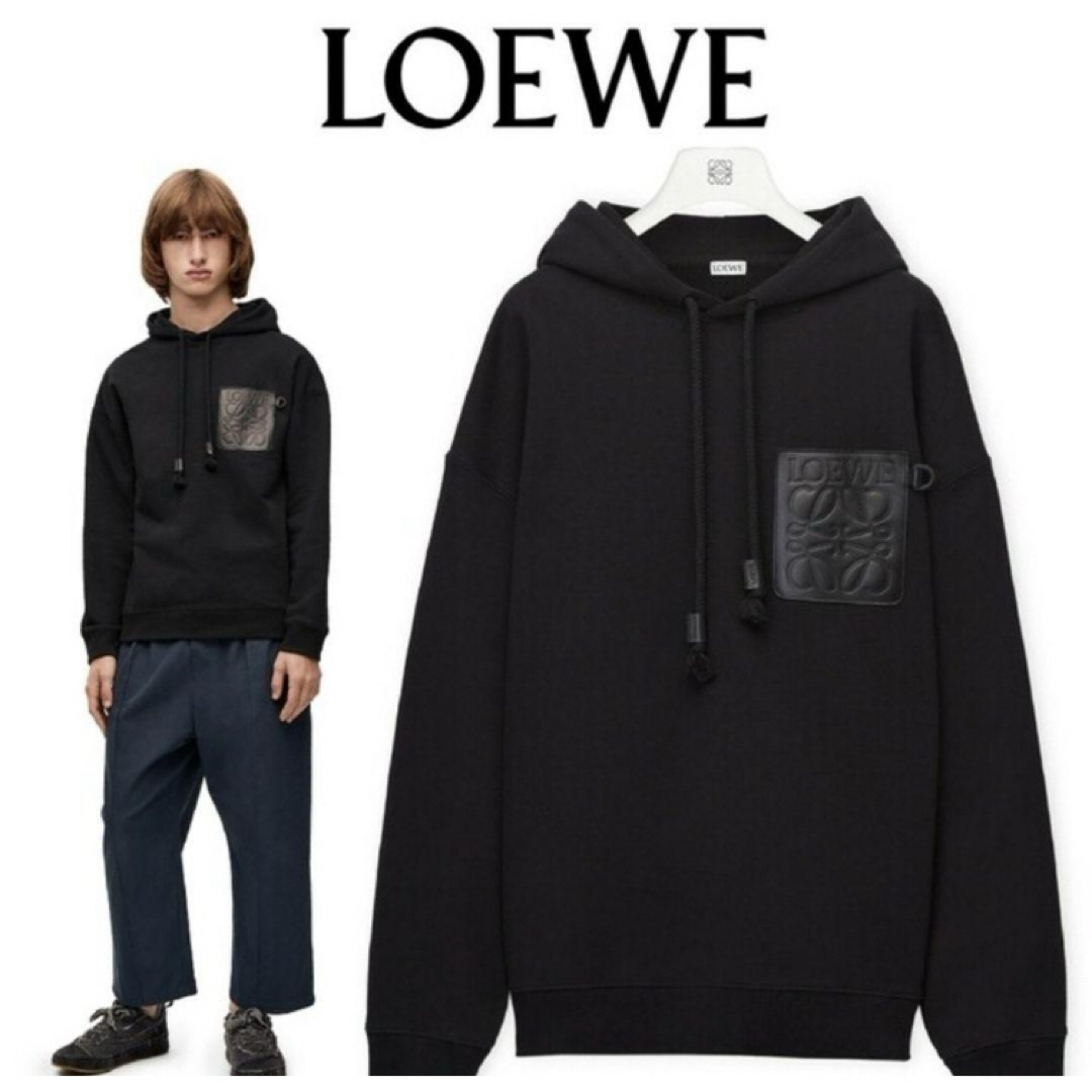 LOEWE - LOEWE ロエベ アナグラム レザーパッチ パーカー L LOEWE - LOEWE ロエベ アナグラム レザーパッチ パーカー L