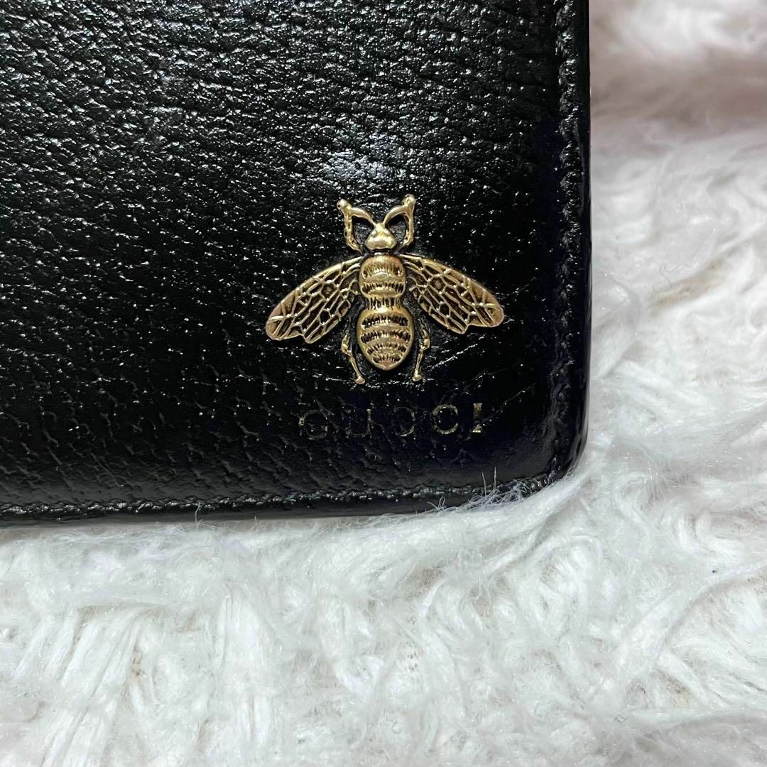 GUCCI - GUCCI 2つ折り財布 アニマリエ 蜂 レザー 黒財布 GUCCI - GUCCI 2つ折り財布 アニマリエ 蜂 レザー 黒財布