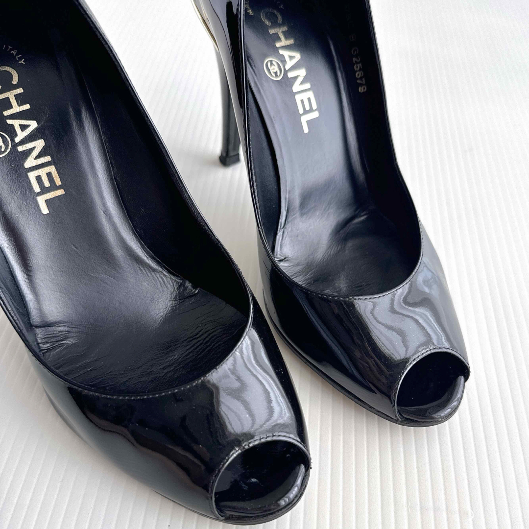 CHANEL - CHANEL シャネル オープントゥ ハイヒール パンプス CHANEL - CHANEL シャネル オープントゥ ハイヒール パンプス