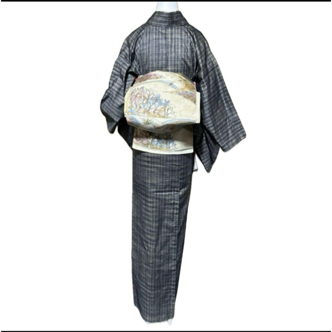 単衣紬小紋フルセット4点 美品着物+正絹名古屋帯+新品帯締め+ 単衣紬小紋フルセット4点 美品着物+正絹名古屋帯+新品帯締め+