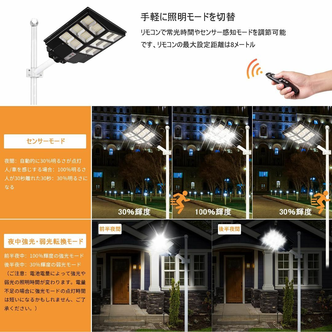 ☆ソーラー 街灯 600W センサーライト 屋外 人感 4つ照明モード ☆ソーラー 街灯 600W センサーライト 屋外 人感 4つ照明モード