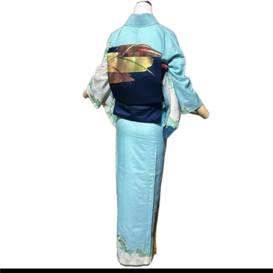 洗える単衣訪問着フルセット4点 美品着物+正絹名古屋帯+帯締め+ 洗える単衣訪問着フルセット4点 美品着物+正絹名古屋帯+帯締め+