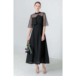 Leja - LEJA チュールパイピングリーフベルトAラインドレス Leja - LEJA チュールパイピングリーフベルトAラインドレス