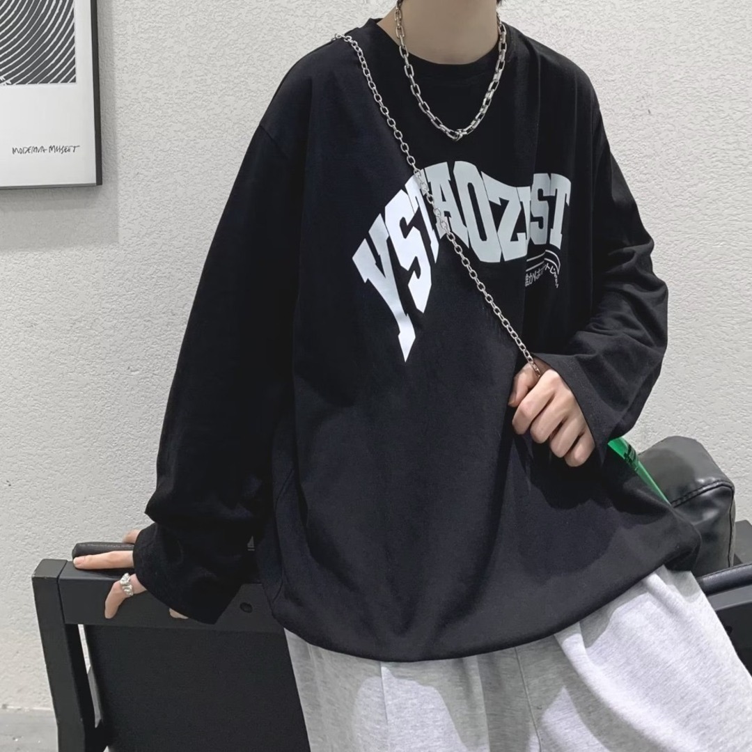 大人気】 メンズ 長袖 ロゴ トレーナー スウェット 黒 XL 大人気】 メンズ 長袖 ロゴ トレーナー スウェット 黒 XL