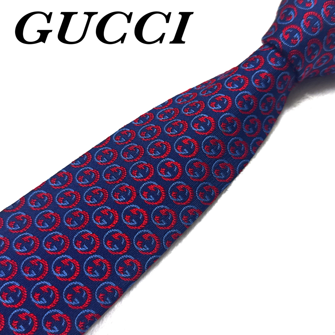 GUCCI - 【極美品】 グッチ ネクタイ インターロッキング 総柄 GUCCI - 【極美品】 グッチ ネクタイ インターロッキング 総柄