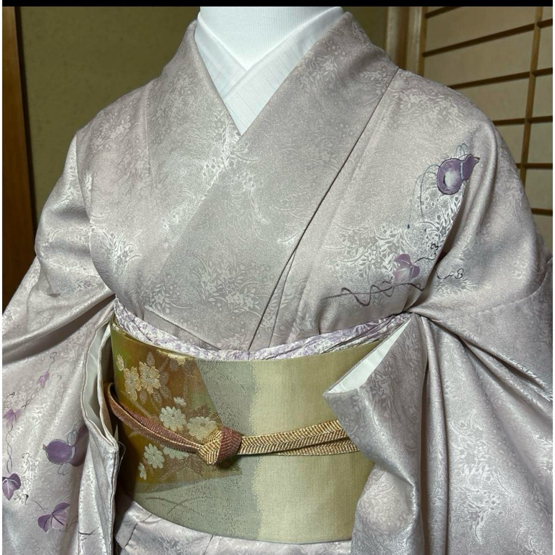 洗える地紋訪問着フルセット4点 美品着物+正絹名古屋帯+帯締め 洗える地紋訪問着フルセット4点 美品着物+正絹名古屋帯+帯締め