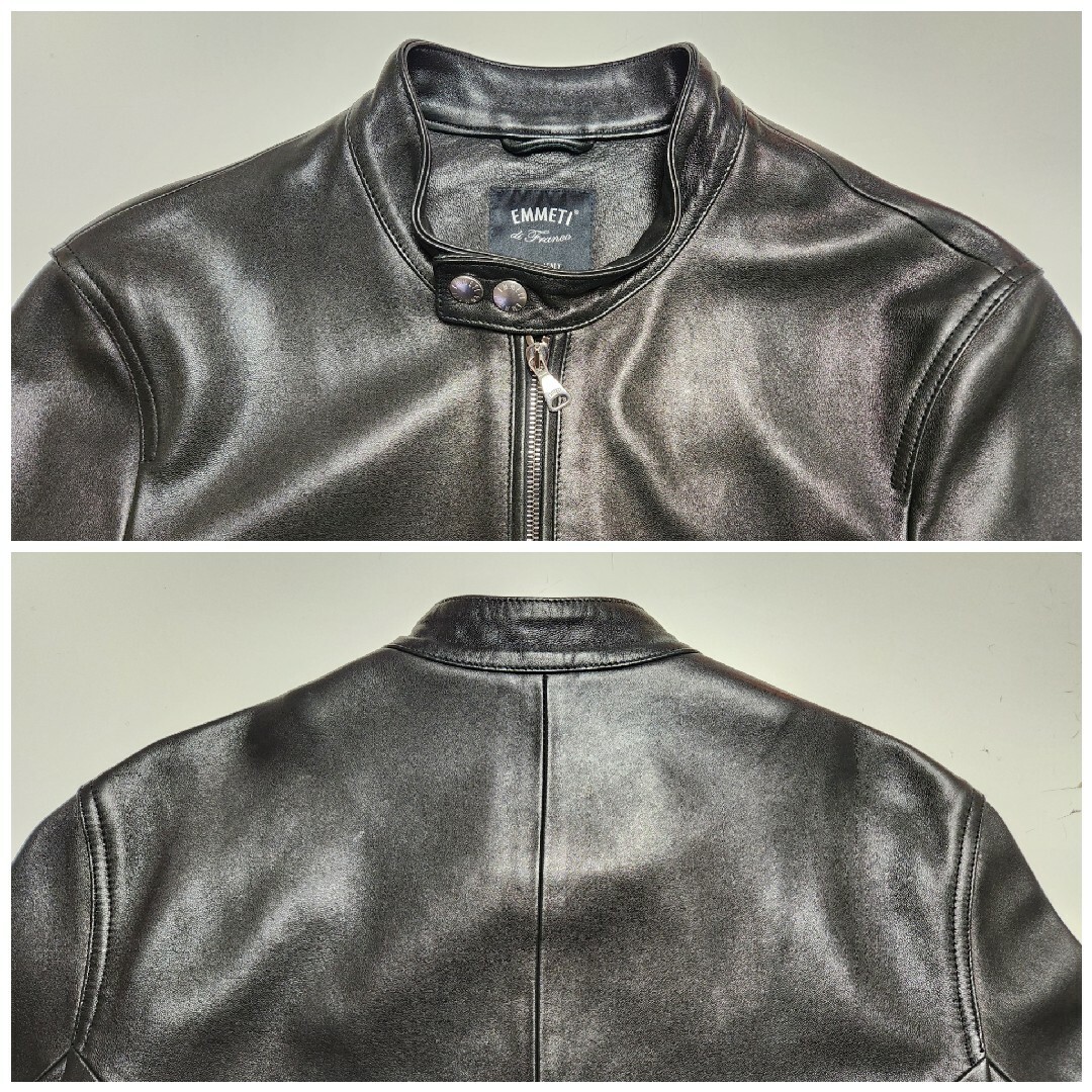 EMMETI - 【美品】エンメティ JURI NAPPA CERATA レザー 黒 46の EMMETI - 【美品】エンメティ JURI NAPPA CERATA レザー 黒 46の