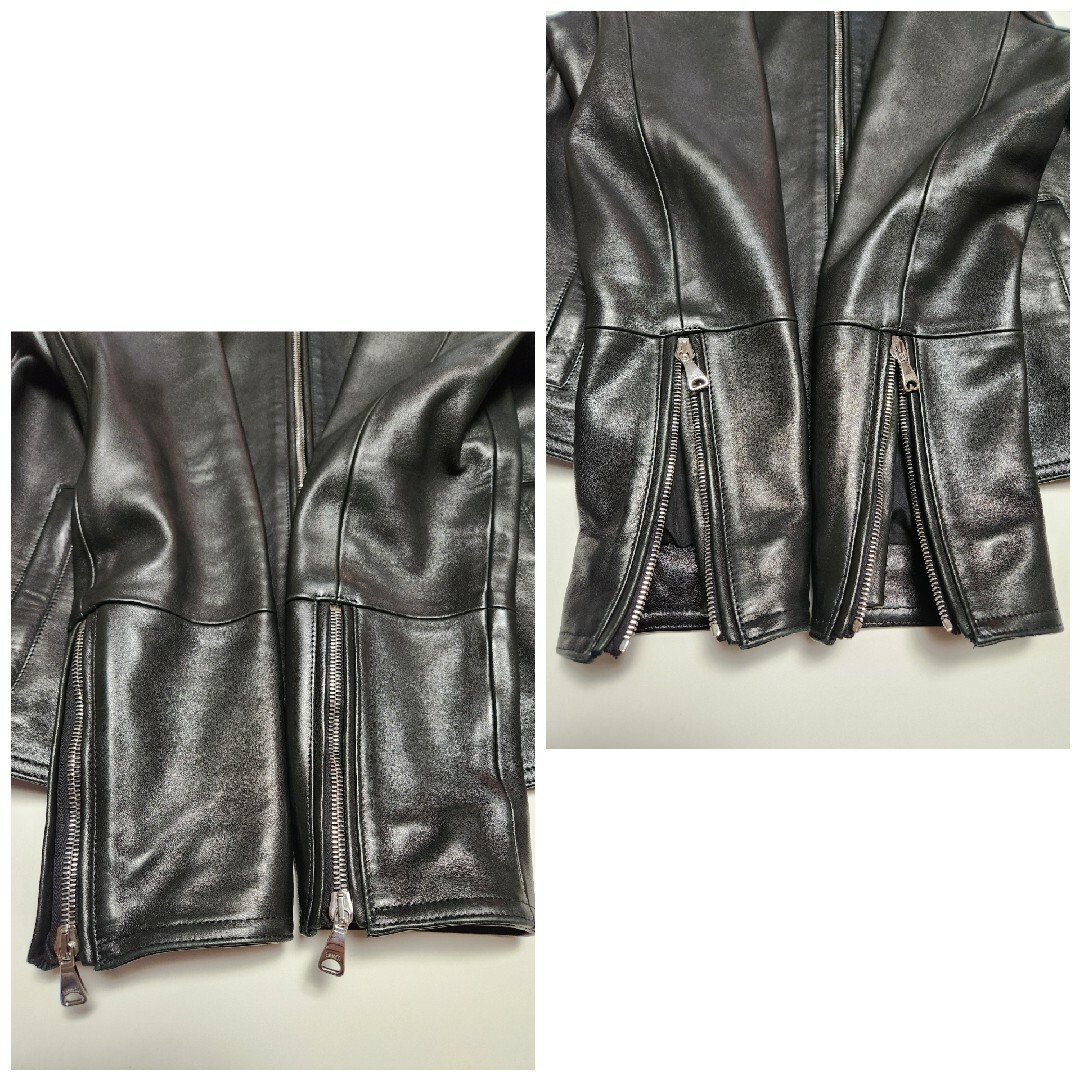 EMMETI - 【美品】エンメティ JURI NAPPA CERATA レザー 黒 46の EMMETI - 【美品】エンメティ JURI NAPPA CERATA レザー 黒 46の