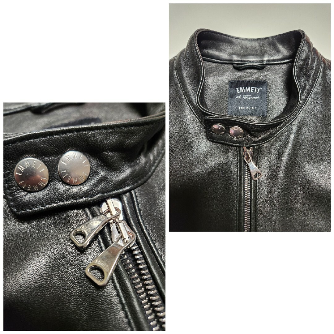 EMMETI - 【美品】エンメティ JURI NAPPA CERATA レザー 黒 46の EMMETI - 【美品】エンメティ JURI NAPPA CERATA レザー 黒 46の