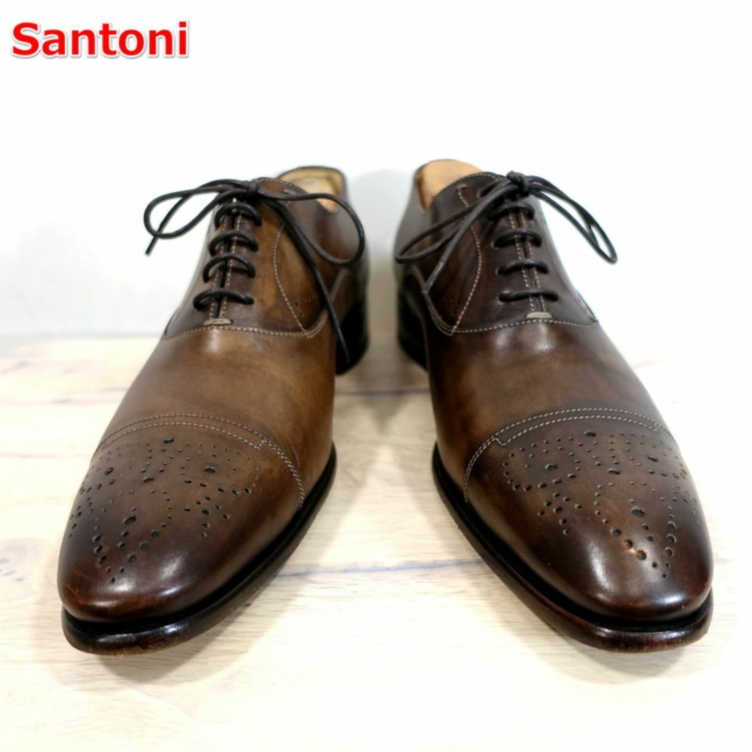 Santoni - 【定番】サントーニ メダリオンシューズ 茶 Santoniの Santoni - 【定番】サントーニ メダリオンシューズ 茶 Santoniの