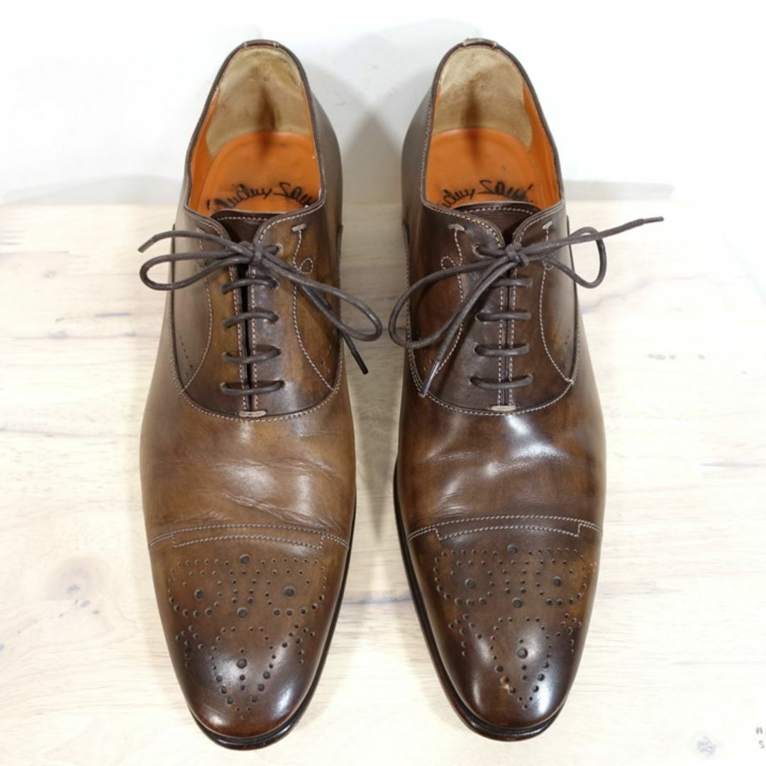 Santoni - 【定番】サントーニ メダリオンシューズ 茶 Santoniの Santoni - 【定番】サントーニ メダリオンシューズ 茶 Santoniの