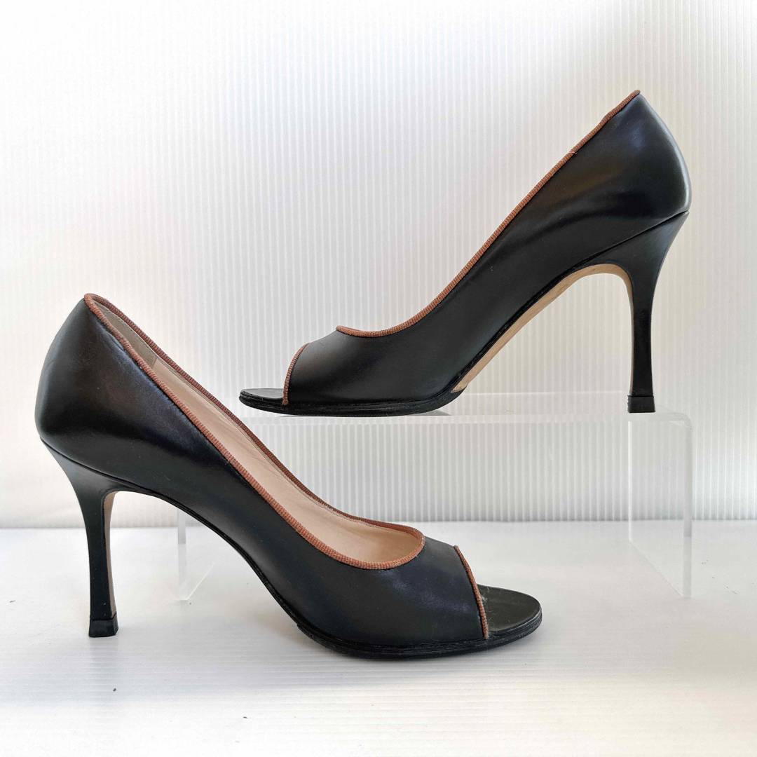 MANOLO BLAHNIK - マノロブラニク オープントゥ ハイヒール MANOLO BLAHNIK - マノロブラニク オープントゥ ハイヒール