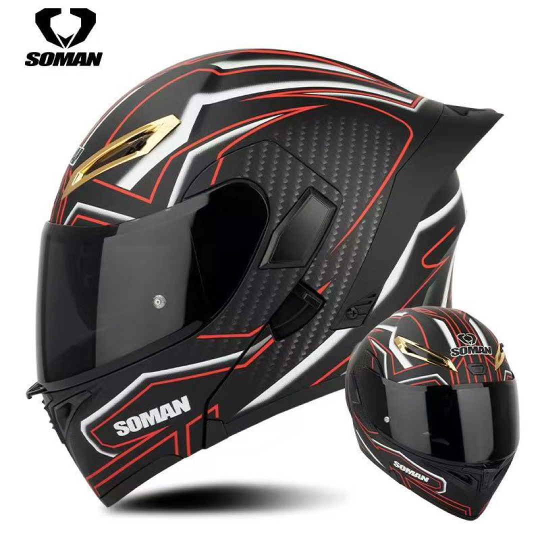 SOMANフルフェイスヘルメット ダブルレンズ 通気システム バイク SOMANフルフェイスヘルメット ダブルレンズ 通気システム バイク