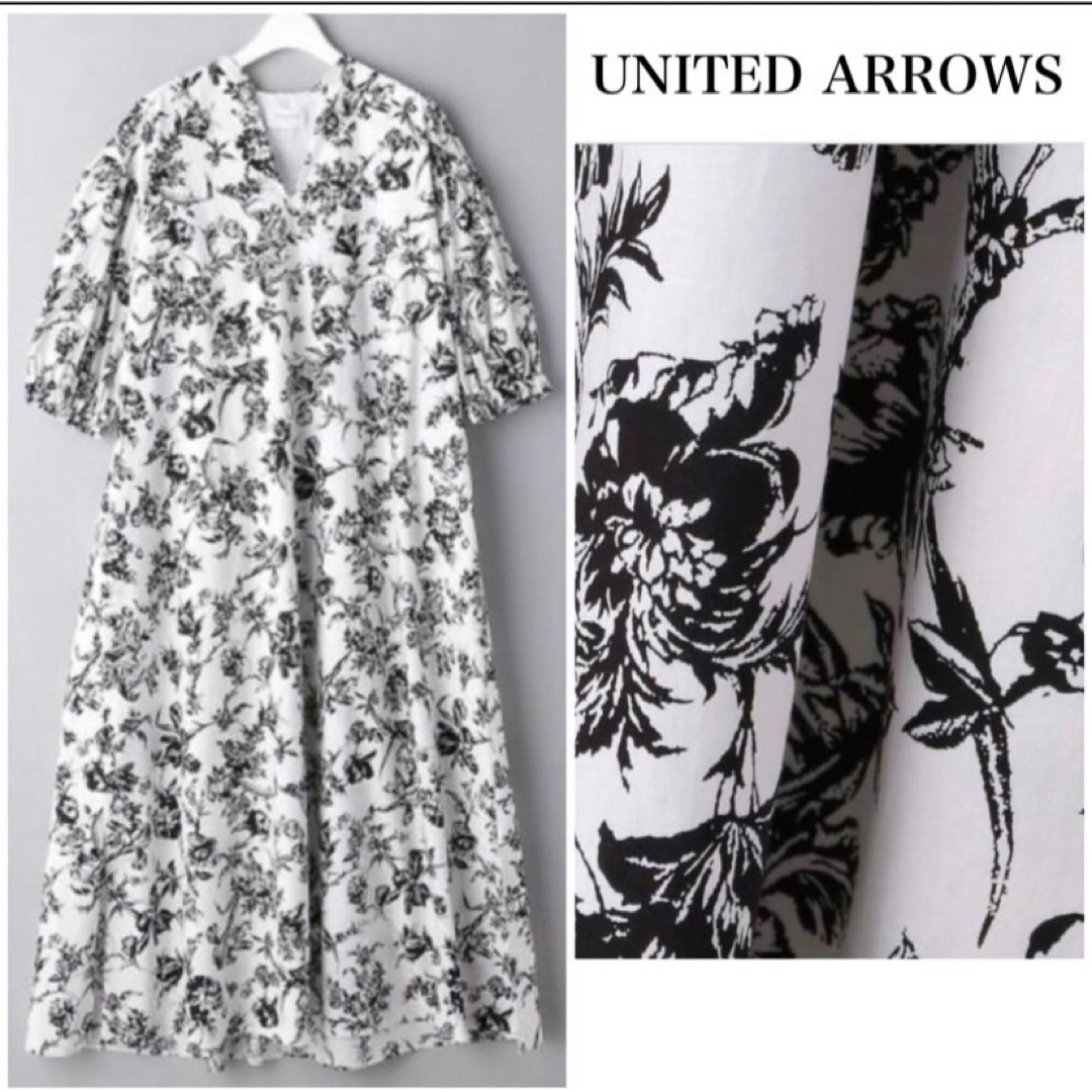 UNITED ARROWS - ユナイテッドアローズ フラワープリント 5分袖 UNITED ARROWS - ユナイテッドアローズ フラワープリント 5分袖