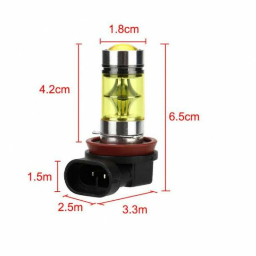フォグランプ二個 イエロー 100W H8 H11 H16 LED 自動車/バイクの自動車(車外アクセサリ)の商品写真