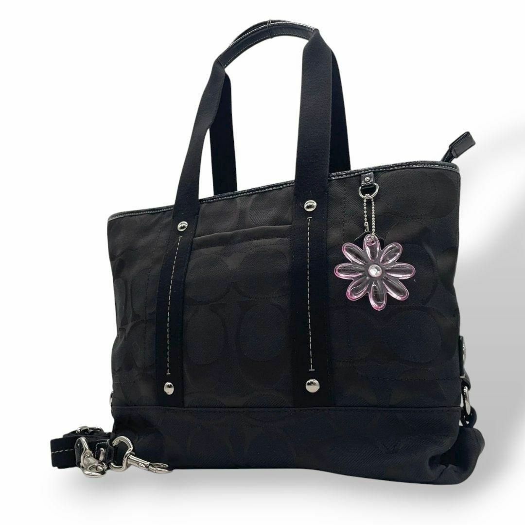 COACH - 美品 コーチ A4可 トートバッグ 2way 黒 シグネチャー COACH - 美品 コーチ A4可 トートバッグ 2way 黒 シグネチャー