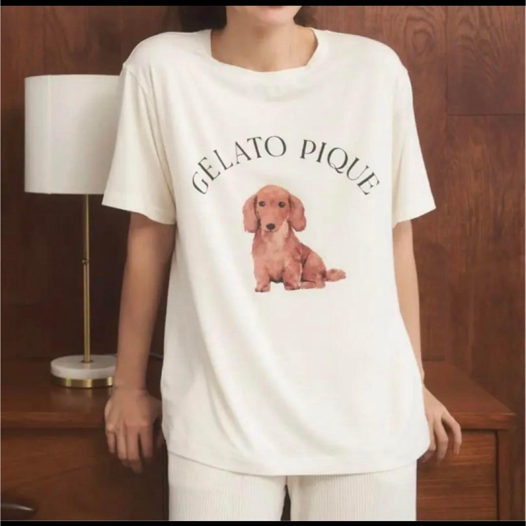 gelato pique - ジェラートピケ♡ドッグ柄ワンポイントTシャツ gelato pique - ジェラートピケ♡ドッグ柄ワンポイントTシャツ