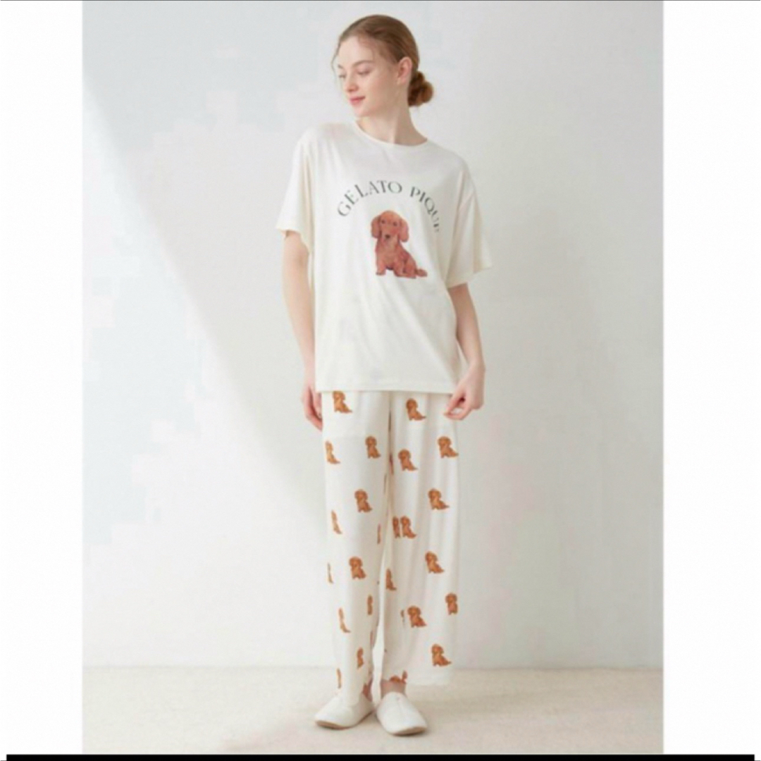 gelato pique - ジェラートピケ♡ドッグ柄ワンポイントTシャツ gelato pique - ジェラートピケ♡ドッグ柄ワンポイントTシャツ