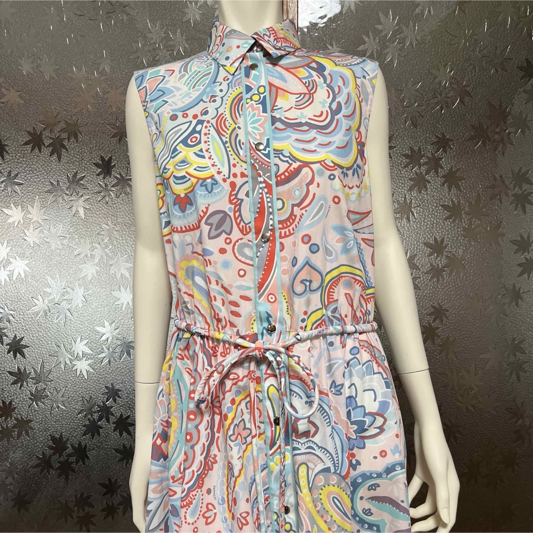 LEONARD - 伊製レオナールパリ希少プリントコットンワンピース40 LEONARD - 伊製レオナールパリ希少プリントコットンワンピース40