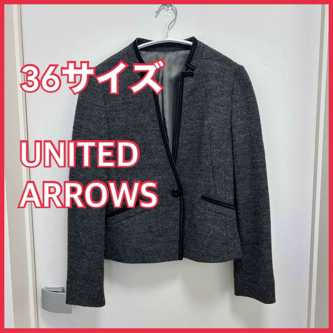 UNITED ARROWS - UNITED ARROWS ノーカラーショートジャケット UNITED ARROWS - UNITED ARROWS ノーカラーショートジャケット