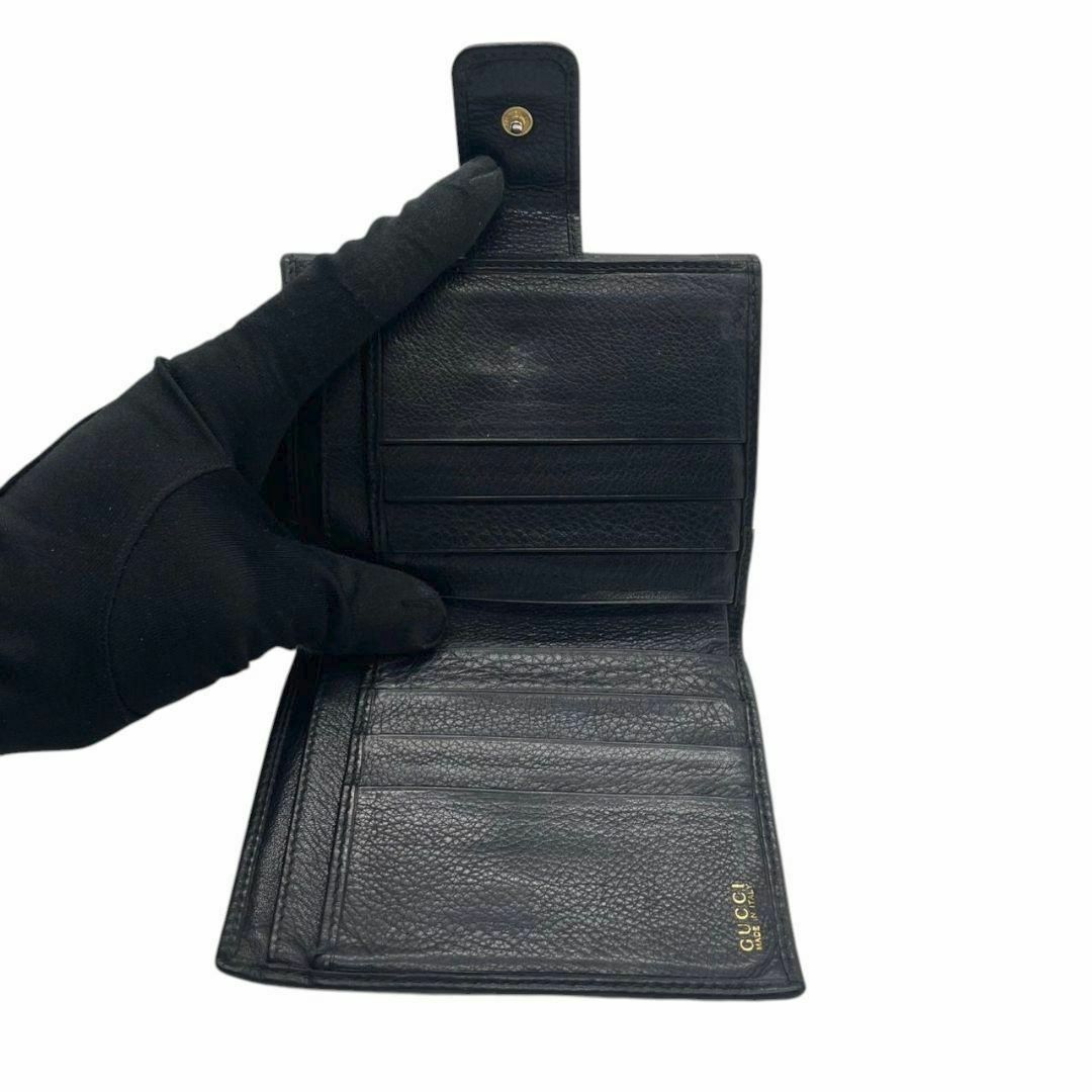 GUCCI - グッチ 財布 黒 ホースシュー レザー ゴールド金具 GUCCI - グッチ 財布 黒 ホースシュー レザー ゴールド金具