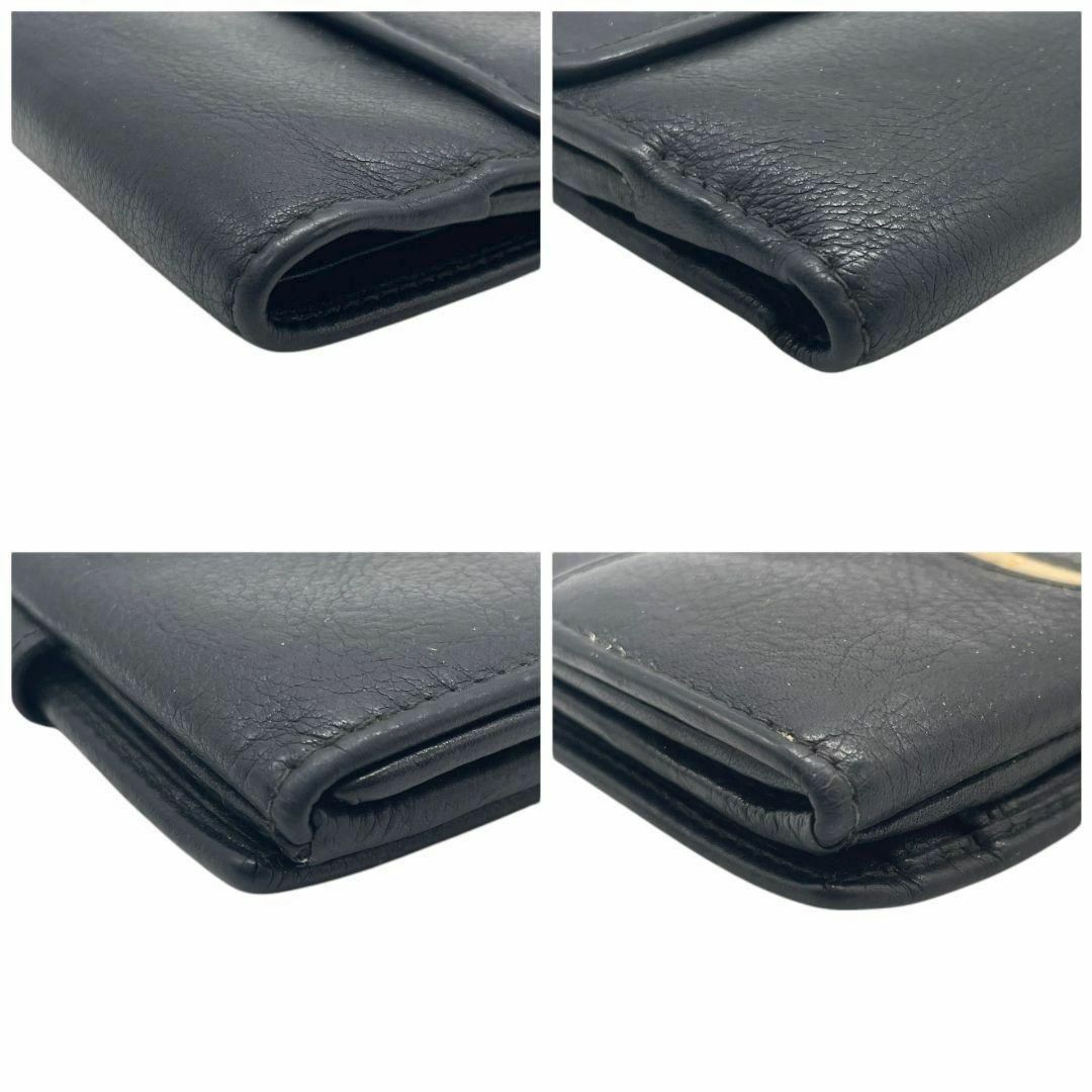 GUCCI - グッチ 財布 黒 ホースシュー レザー ゴールド金具 GUCCI - グッチ 財布 黒 ホースシュー レザー ゴールド金具