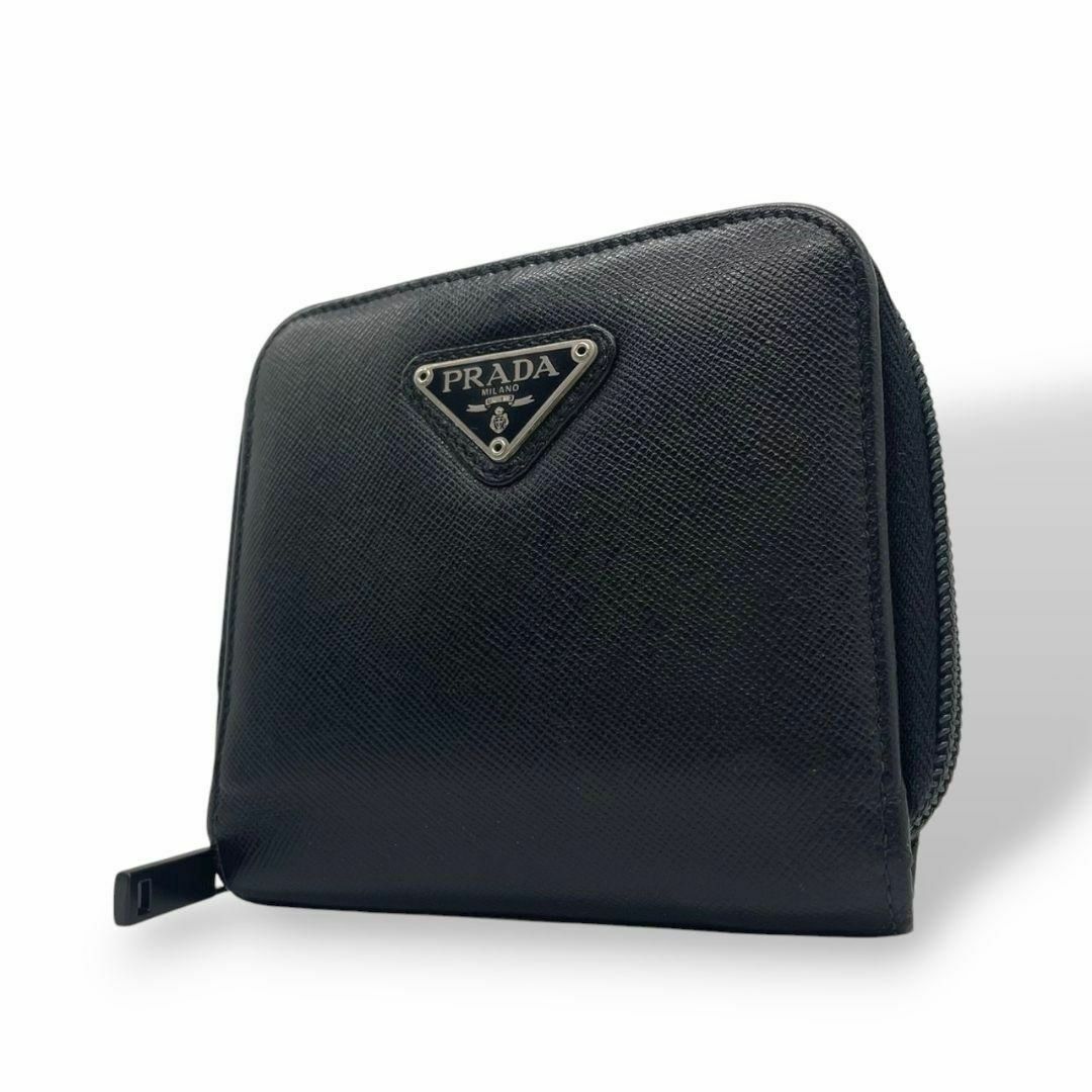 PRADA - プラダ 財布 黒 サフィアーノ レザー 三角ロゴ PRADA - プラダ 財布 黒 サフィアーノ レザー 三角ロゴ