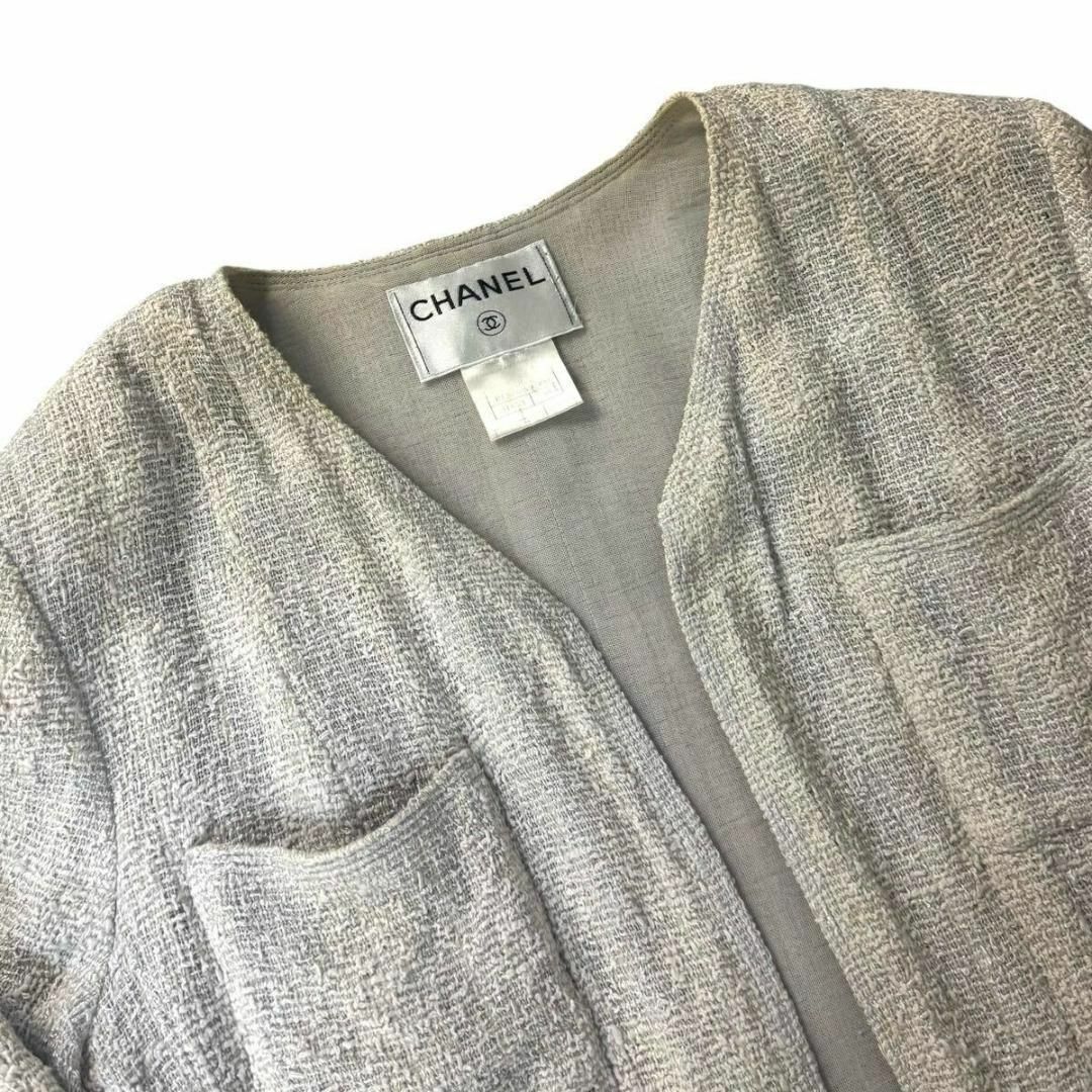CHANEL - 【希少品】CHANEL コットン リネン ノーカラー CHANEL - 【希少品】CHANEL コットン リネン ノーカラー