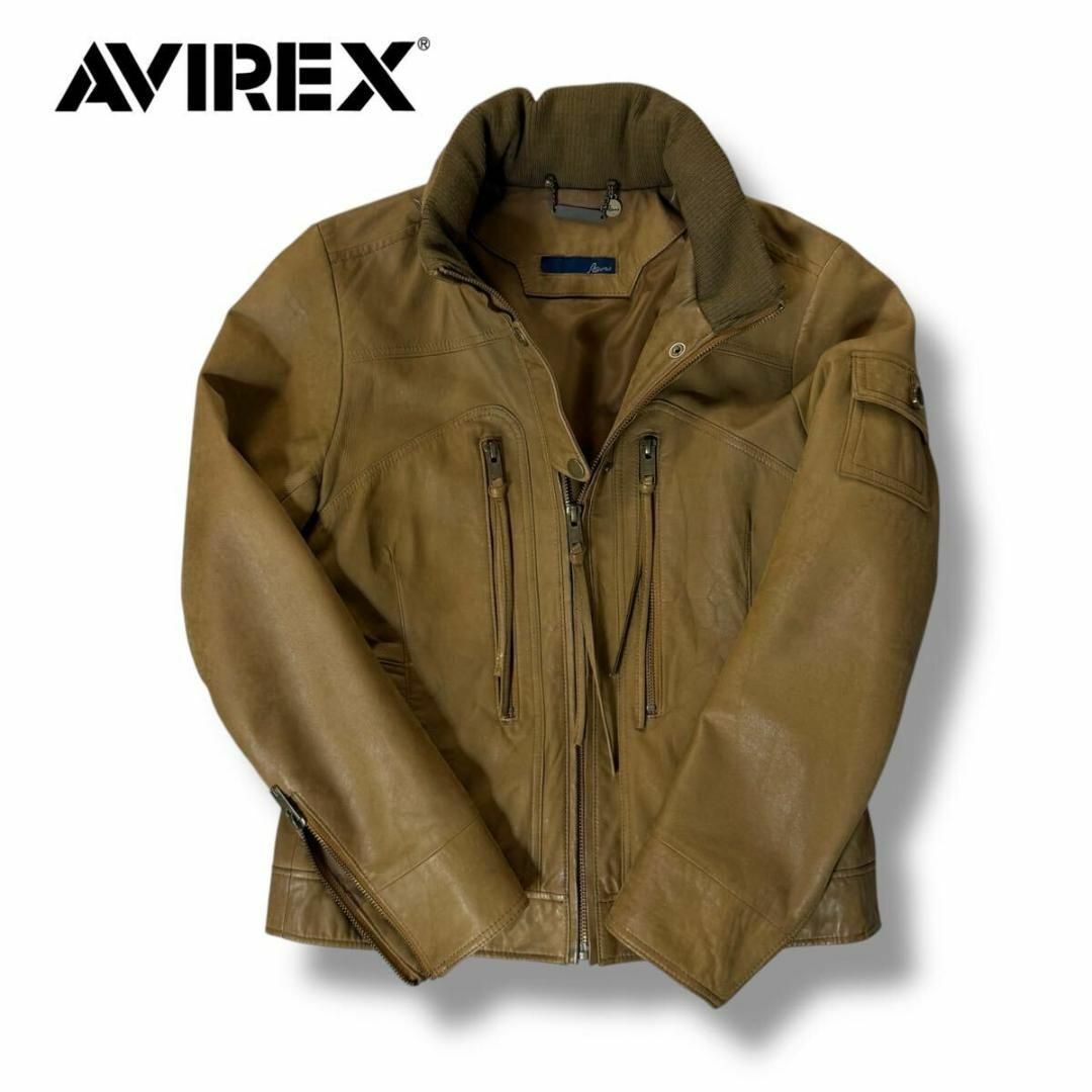 AVIREX - 【美品】AVIREX ラム レザー ライダース ブラウン AVIREX - 【美品】AVIREX ラム レザー ライダース ブラウン