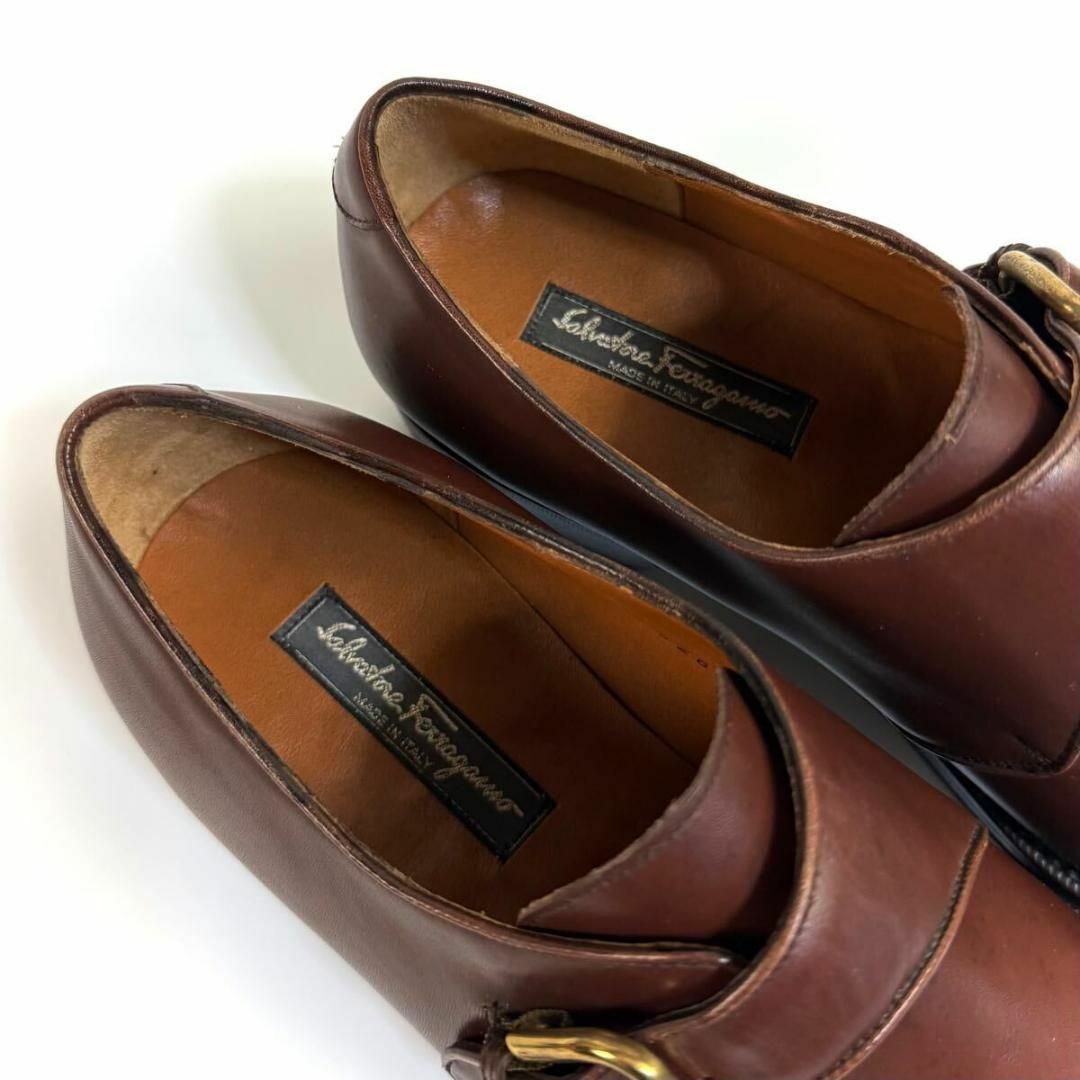 Salvatore Ferragamo - 【極美品】フェラガモ レザー モンク Salvatore Ferragamo - 【極美品】フェラガモ レザー モンク