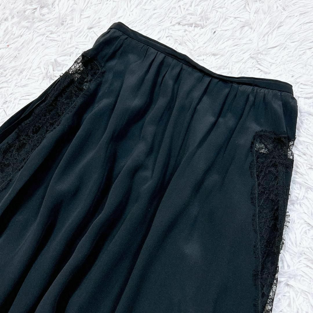 ROCHAS - 【美品】ロシャス ギャザープリーツサイドレースフレア ROCHAS - 【美品】ロシャス ギャザープリーツサイドレースフレア