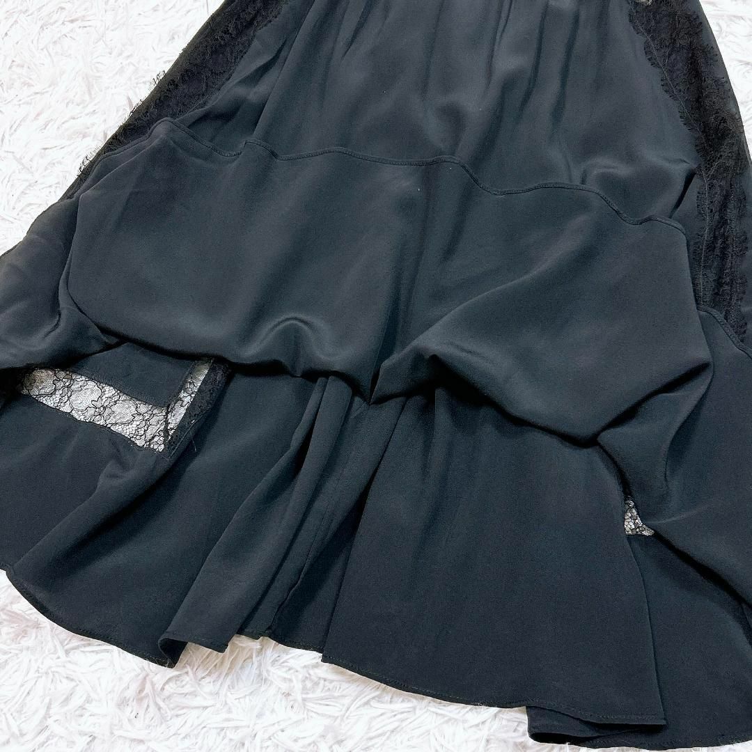 ROCHAS - 【美品】ロシャス ギャザープリーツサイドレースフレア ROCHAS - 【美品】ロシャス ギャザープリーツサイドレースフレア